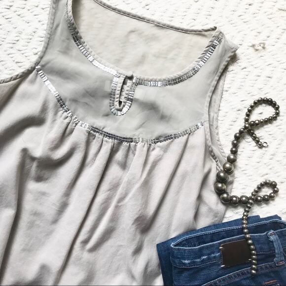 Loft Light Gray Sequin Tank Top Size Small - Picture 1 of 7